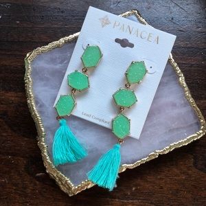 Druzy Earrings with Tassels